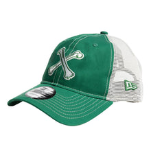 Load image into Gallery viewer, ‘Crossbones’ Green New Era 9TWENTY Adjustable Meshback Trucker Hat
